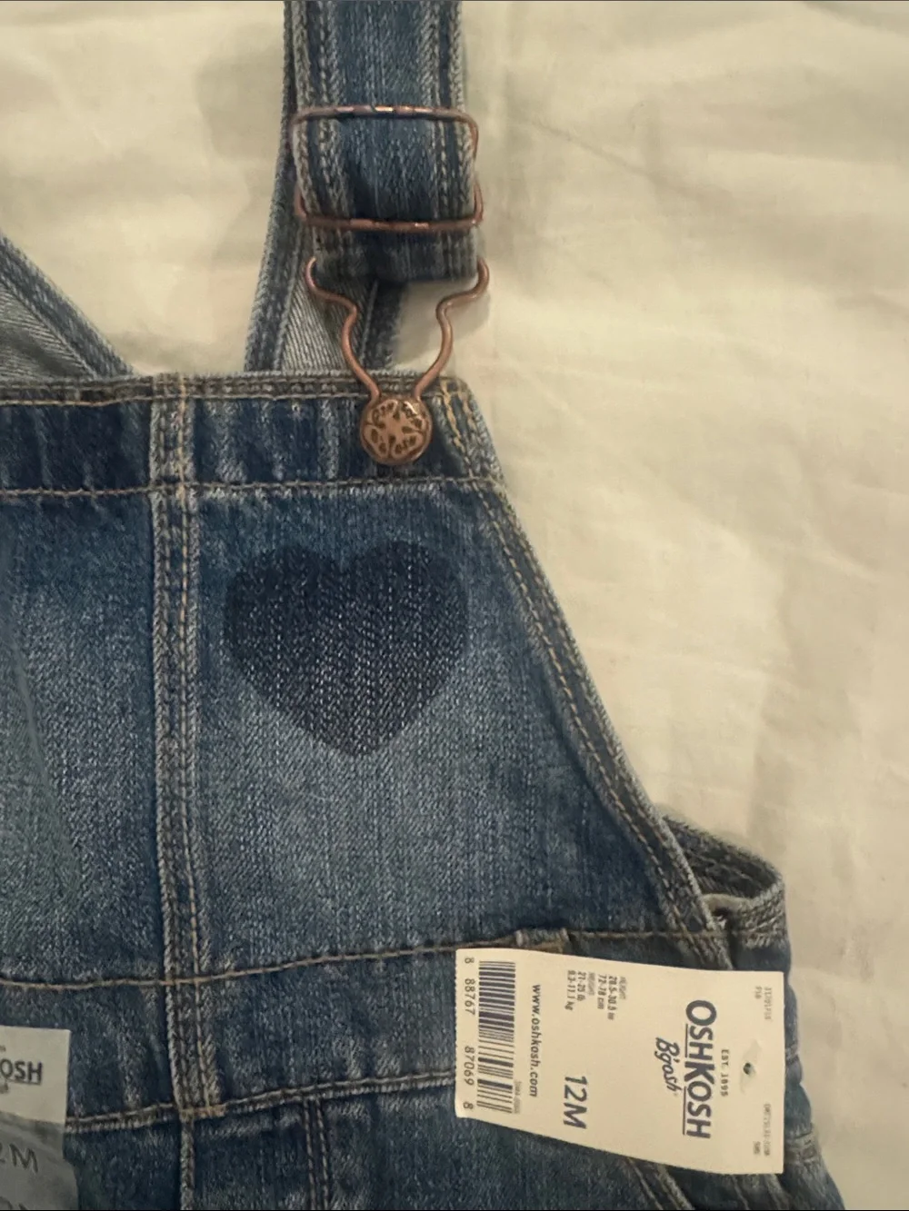 OshKosh B'gosh Blue Denim Overall Skirt with Heart Detail